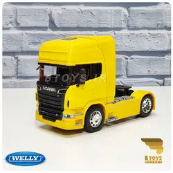 ماکت کشنده فلزی تریلی اسکانیا730 ویلی زرد(SCANIA 730 welly)