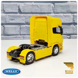 ماکت کشنده فلزی تریلی اسکانیا730 ویلی زرد(SCANIA 730 welly)