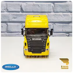 ماکت کشنده فلزی تریلی اسکانیا730 ویلی زرد(SCANIA 730 welly)