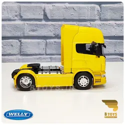 ماکت کشنده فلزی تریلی اسکانیا730 ویلی زرد(SCANIA 730 welly)