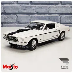 ماکت فورد موستانگ جی تی 1967 سفید مایستو(Ford mustang GT 1967 Maisto)