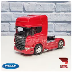 ماکت کشنده فلزی تریلی اسکانیا730 ویلی زرشکی(SCANIA 730 welly)