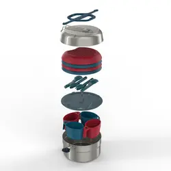 ست ظروف کمپینگ کچوا – 4 نفره – استیل ضد زنگ – MH500