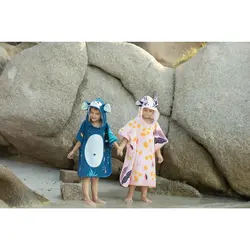 حوله پانچو بچه گانه – آبی سرمه ای / الگوی میمونی – آواز – NABAIJI