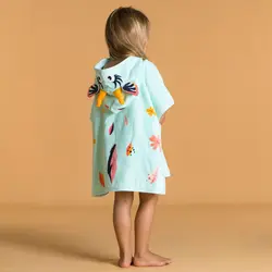 حوله پانچو بچه گانه پنبه – سبز / الگوی گوزن – غزال- NABAIJI