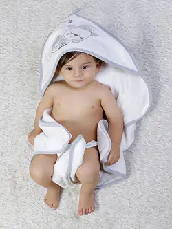 حوله نوزاد 6 تکه طوسی خرس خوابالو