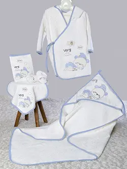 حوله نوزادی شش تکه آبی خرس خوابالو