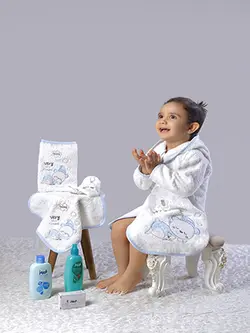 حوله نوزادی شش تکه آبی خرس خوابالو