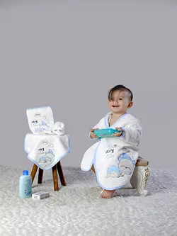 حوله نوزادی شش تکه آبی خرس خوابالو