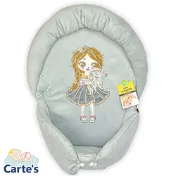 قنداق سوئیسی نوزاد گلدوزی دخترک رنگ طوسی