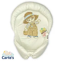 قنداق سویسی نوزاد گلدوزی پسرک رنگ کرم