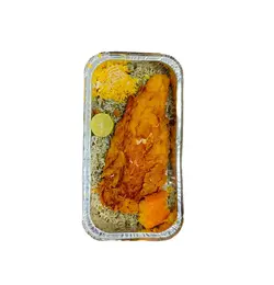 سبزی پلو با ماهی سرخ شده+ترشی