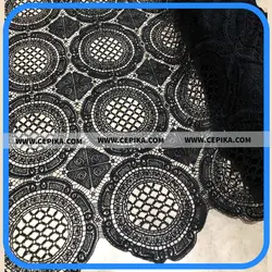 پارچه گیپور مشکی طرح مدور