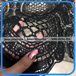 پارچه گیپور مشکی طرح مدور