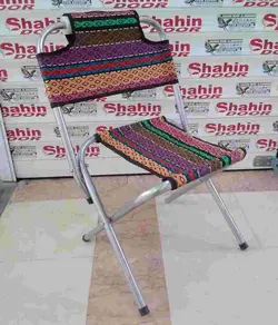 صندلی تاشو پشت دار مسافرتی طرح جاجیم سایز62cm x 32cm x 34cm