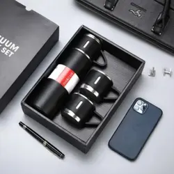 فلاسک استیل دوجداره ۳ لیوان مسافرتی