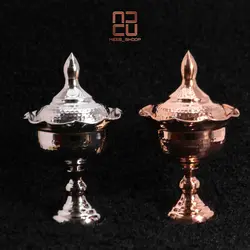 قندان مسی پایه دار چکش کاری شده