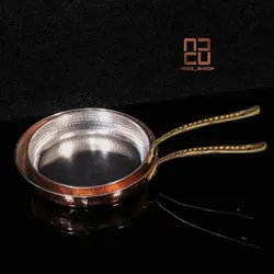 ماهیتابه مسی تک دسته برنجی