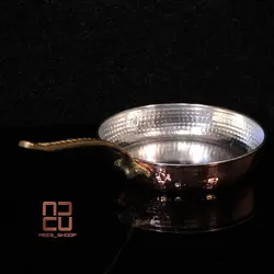 ماهیتابه مسی تک دسته برنجی