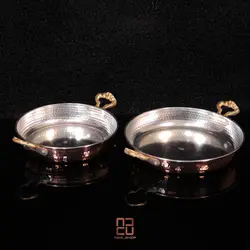 ماهیتابه مسی دودسته برنجی