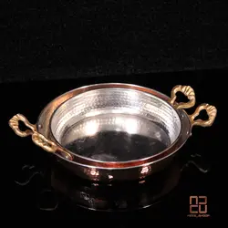 ماهیتابه مسی دودسته برنجی