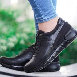 کفش طبی مردانه چرم طبیعی مدل کایا بندی مشکی ارسال رایگان