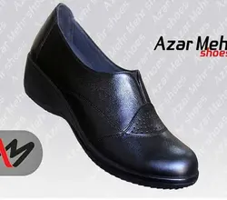 کفش طبی زنانه چرم طبیعی مدل آیشین مشکی ارسال رایگان