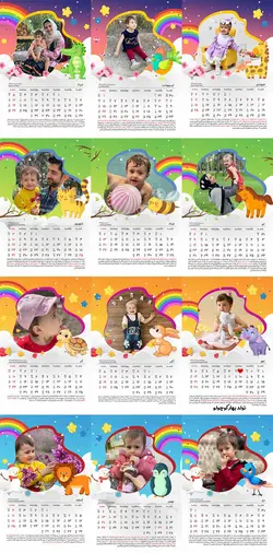 تقویم های رومیزی فنری تم کودکانه با ۱۲ عکس دلخواهتون در سایز 10*15 سانتی متر