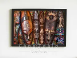 تابلو انتزاعی طرح مجسمه های آفریقایی| کد SE123