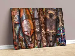 تابلو انتزاعی طرح مجسمه های آفریقایی| کد SE123