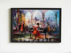 تابلو دکوراتیو انتزاعی نقاشی نوازنده پیانو | کد SE108