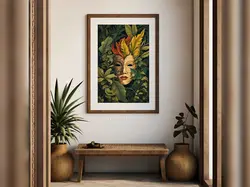 تابلو دکوراتیو طرح ماسک و برگ | کد STS234