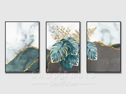 تابلو دیواری مدرن طرح برگ مجموعه 3 عددی | کد STS125