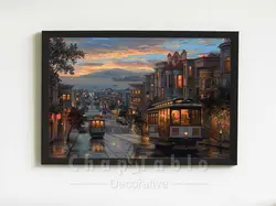 تابلو نقاشی طرح خیابان و قطار شهری | کد SNR112