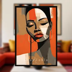 ست تابلو 2 تکه طرح دختر آفریقایی | کد STS297