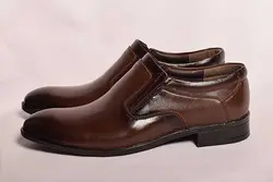 کفش چرم مردانه بدون بند قهوه ای