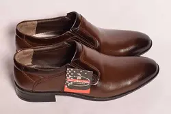 کفش چرم مردانه بدون بند قهوه ای
