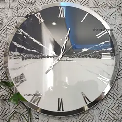 ساعت دیواری رزین اپوکسی سفید نقره ای مدل ch242