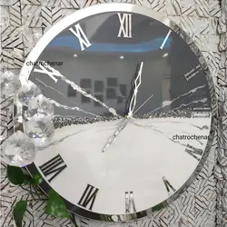 ساعت دیواری رزین اپوکسی سفید نقره ای مدل ch242