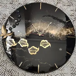 ساعت دیواری رزینی طرح برگ و پروانه مدل CH229