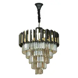 لوستر چشمه نور کد N2417/60 طلایی مشکی با کریستال