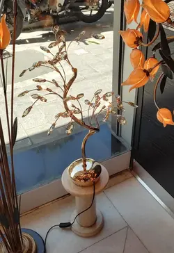 آباژور رومیزی نئوکلاسیک وارداتی تاتیانا استیل و کریستال 5 شعله کد L1044