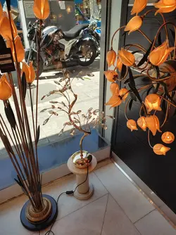 آباژور رومیزی نئوکلاسیک وارداتی تاتیانا استیل و کریستال 5 شعله کد L1044