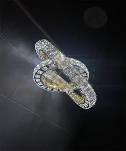 لوستر آویز مدرن 60*40*20 کریستال سه طرف تراش کهکشانی سه حلقه کد M1023