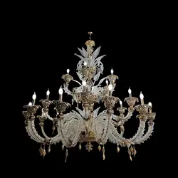 لوستر کریستال مورانو زنبق طلا 24 شاخه کد H1032