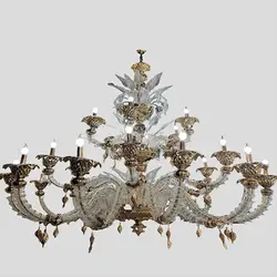 لوستر کریستال مورانو زنبق طلا 24 شاخه کد H1032