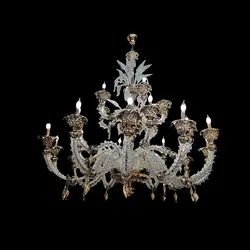 لوستر کریستال مورانو زنبق طلا 24 شاخه کد H1032