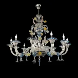 لوستر کریستال مورانو گل‌ برجسته 12 شاخه کد H1031