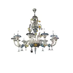 لوستر کریستال مورانو گل‌ برجسته 12 شاخه کد H1031