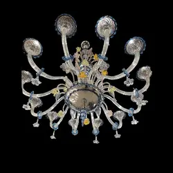 لوستر کریستال مورانو گل‌ برجسته 12 شاخه کد H1031